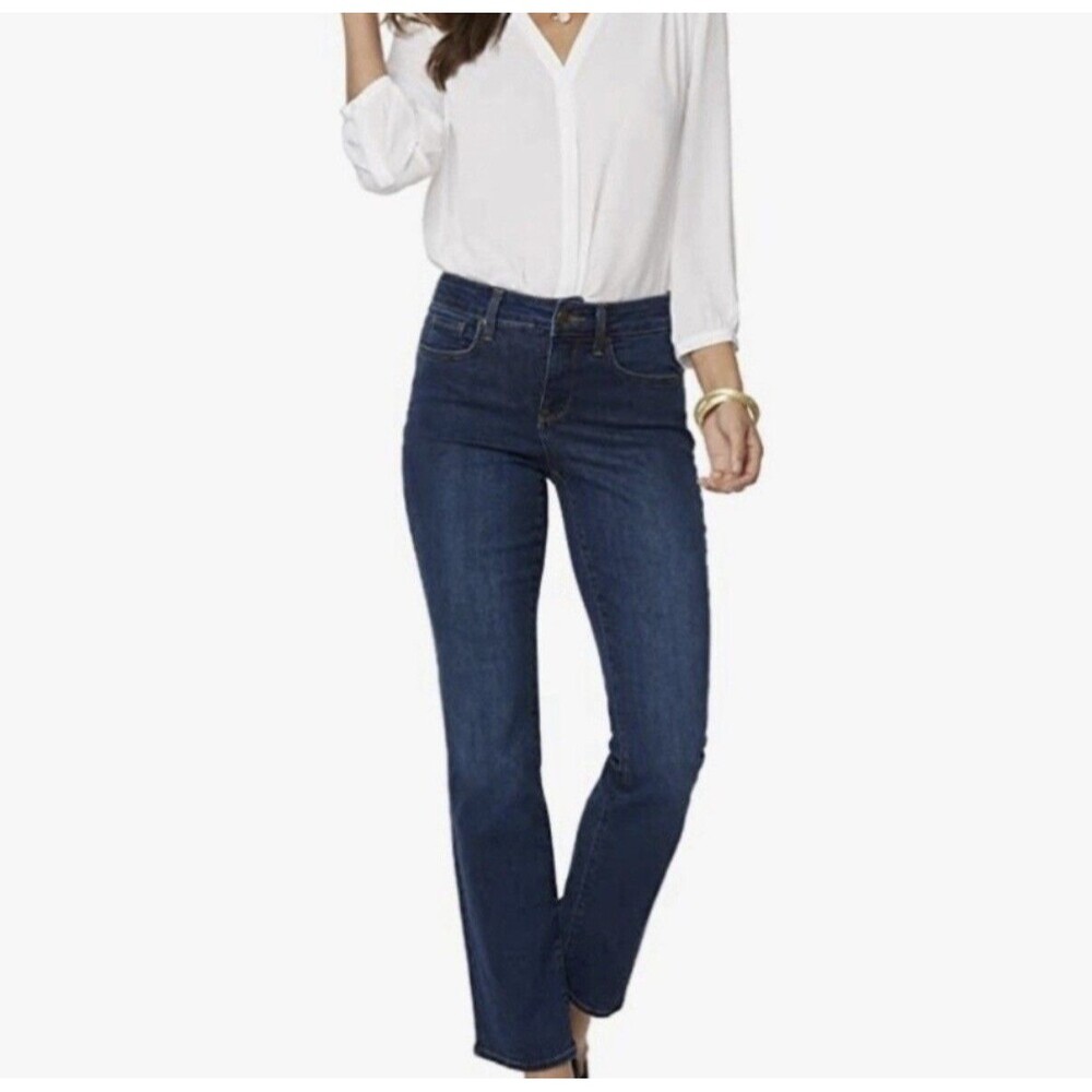 NYDJ Jeans Marilyn Straight Lift Tuck Soft Stretch Denim Women Size 14 Blue